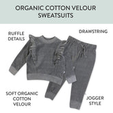 2-Piece Velour Ruffle Front Sweatsuit